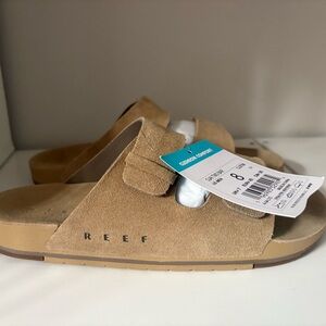 Ojai Two Bar Reef Classic Tan Suede Slides